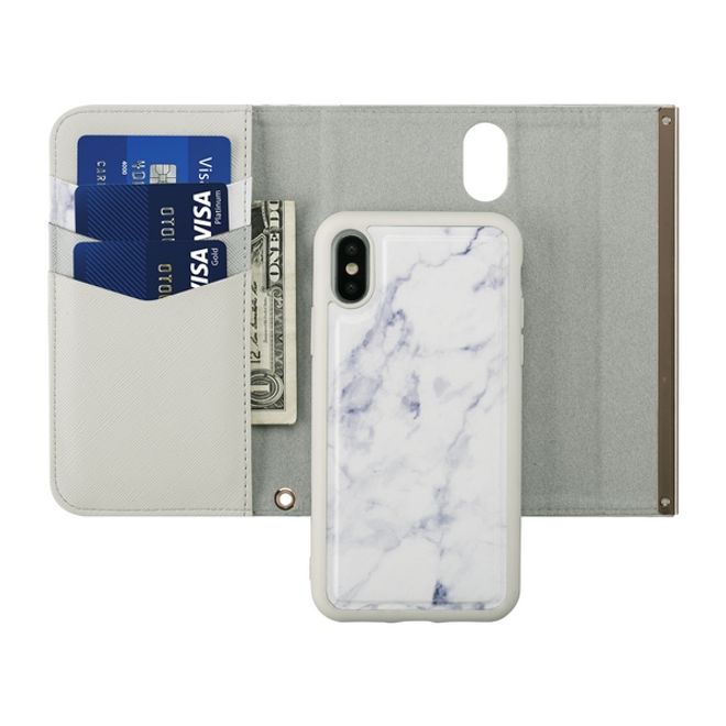 HABITU - iPhone XS / X Hülle - Canadian Designer Clutch - Eris Series - weisser Marmor