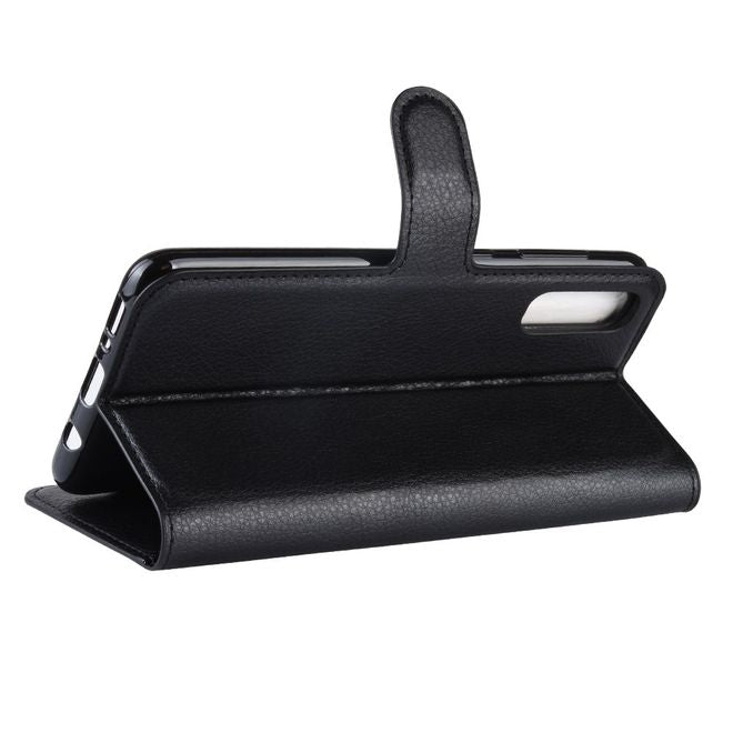 Samsung Galaxy A50 / A50s / A30s Handy Hülle - Litchi Leder Bookcover Series - schwarz