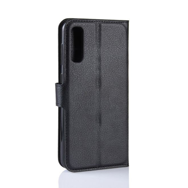 Samsung Galaxy A50 / A50s / A30s Handy Hülle - Litchi Leder Bookcover Series - schwarz