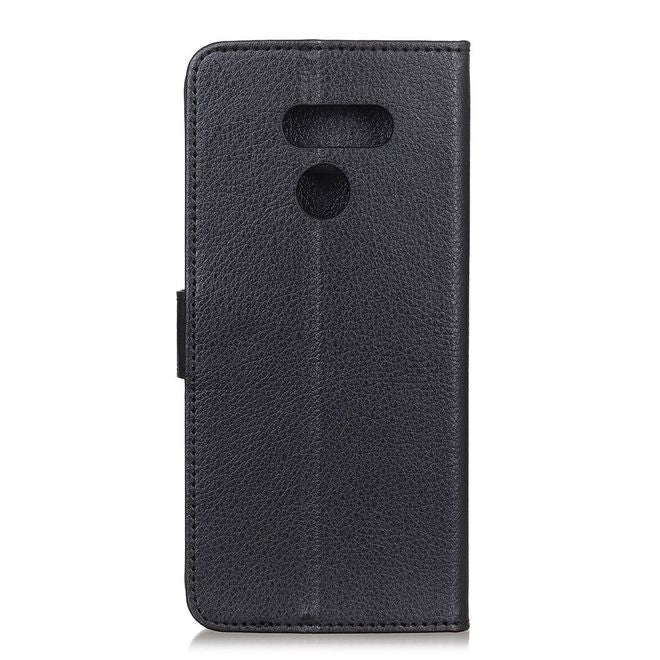 LG K40S Handy Hülle - Litchi Leder Bookcover Series - schwarz
