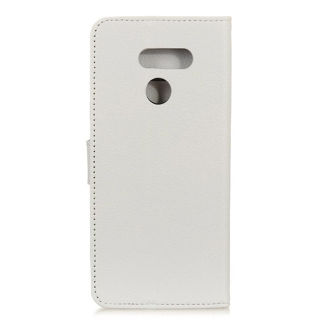LG K50S Handy Hülle - Litchi Leder Bookcover Series - weiss