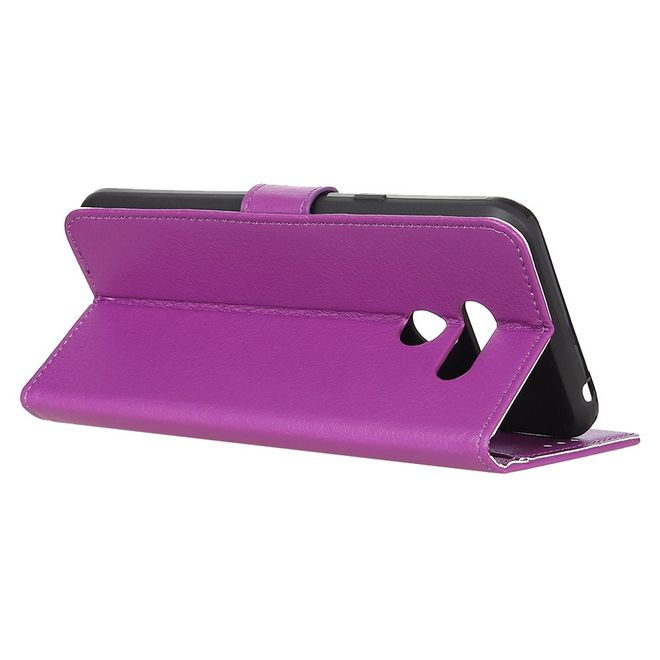 LG K50S Handy Hülle - Litchi Leder Bookcover Series - purpur