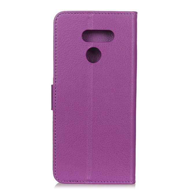 LG K50S Handy Hülle - Litchi Leder Bookcover Series - purpur