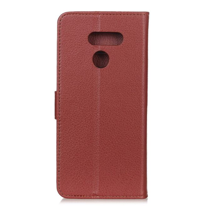 LG K50S Phone Case - Litchi Leather Bookcover Series - Brown