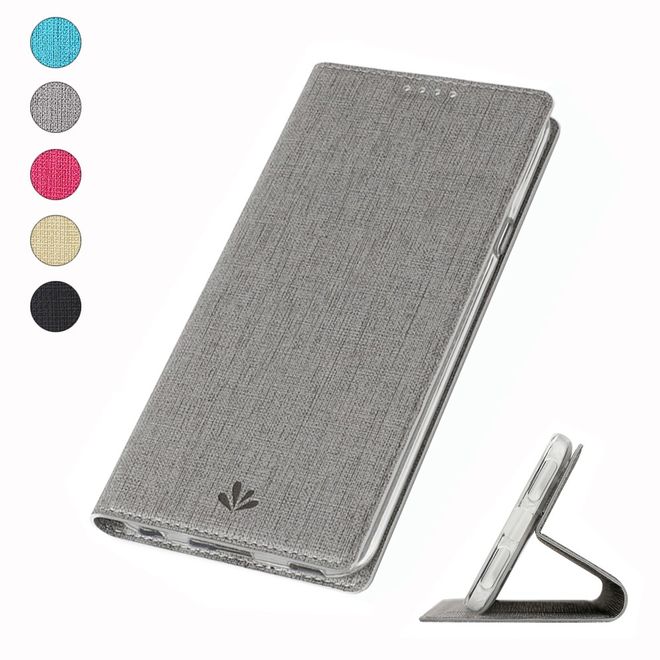 Vili Dmx - HTC Desire 19+ Hülle - Case aus Leder - mit Standfunktion - grau