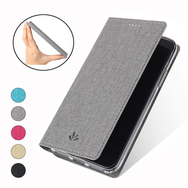 Vili Dmx - HTC Desire 19+ Hülle - Case aus Leder - mit Standfunktion - grau
