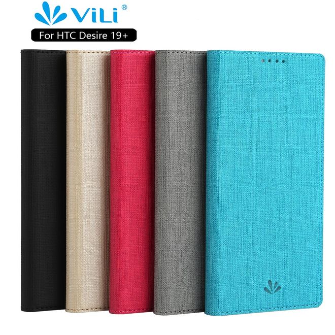 Vili Dmx - HTC Desire 19+ Hülle - Case aus Leder - mit Standfunktion - grau