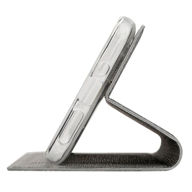 Vili Dmx - HTC Desire 19+ Hülle - Case aus Leder - mit Standfunktion - grau
