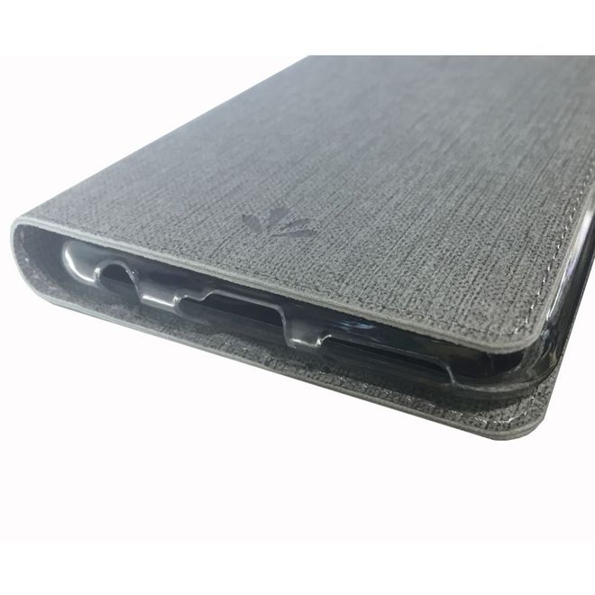 Vili Dmx - HTC Desire 19+ Hülle - Case aus Leder - mit Standfunktion - grau