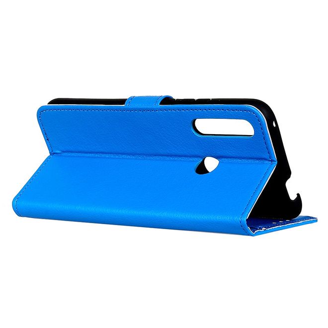 Motorola Moto G8 Plus Handy Hülle - Litchi Leder Bookcover Series - blau