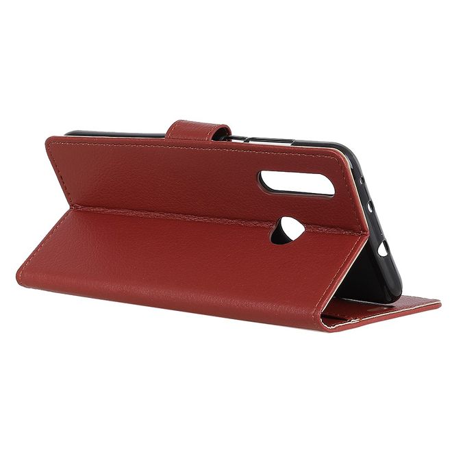 Motorola Moto G8 Plus Handy Hülle - Litchi Leder Bookcover Series - braun