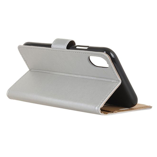 Xiaomi Redmi 7A Handy Hülle - Classic II Leder Bookcover Series - silber