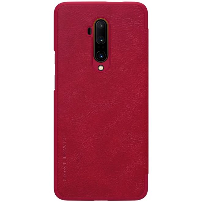 Nillkin - OnePlus 7T Pro Hülle - Leder Book Case - Qin Series - rot