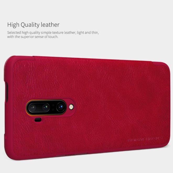 Nillkin - OnePlus 7T Pro Hülle - Leder Book Case - Qin Series - rot