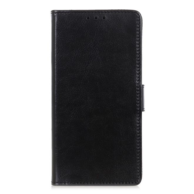LG G8X ThinQ Phone Case - Crazy Horse Leather Bookcover Series - Black