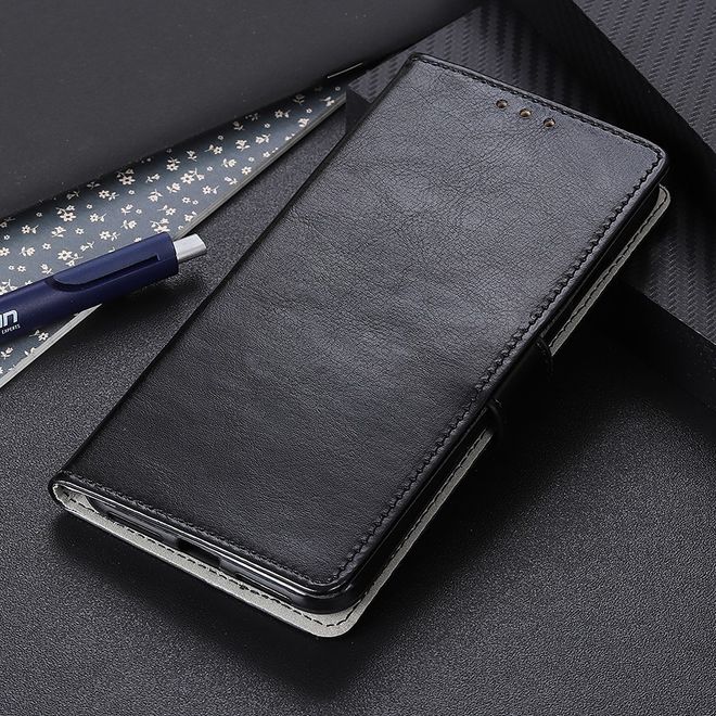 LG G8X ThinQ Phone Case - Crazy Horse Leather Bookcover Series - Black