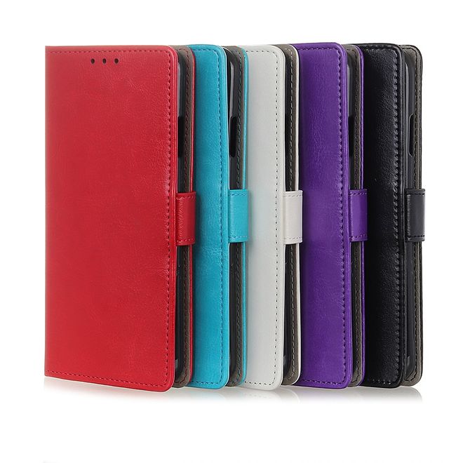 LG G8X ThinQ Phone Case - Crazy Horse Leather Bookcover Series - Black