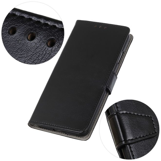 LG G8X ThinQ Phone Case - Crazy Horse Leather Bookcover Series - Black