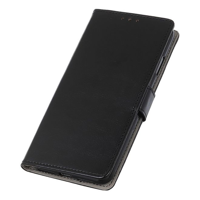 LG G8X ThinQ Phone Case - Crazy Horse Leather Bookcover Series - Black