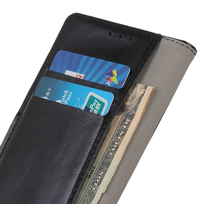 LG G8X ThinQ Phone Case - Crazy Horse Leather Bookcover Series - Black