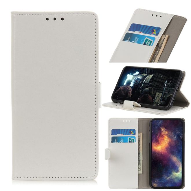 Étui pour LG G8X ThinQ - Collection Crazy Horse Leather Bookcover - Blanc