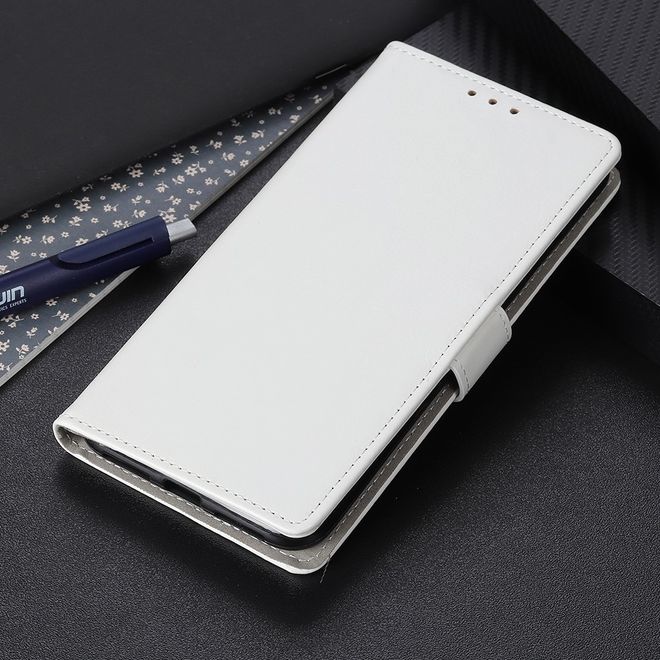 Étui pour LG G8X ThinQ - Collection Crazy Horse Leather Bookcover - Blanc