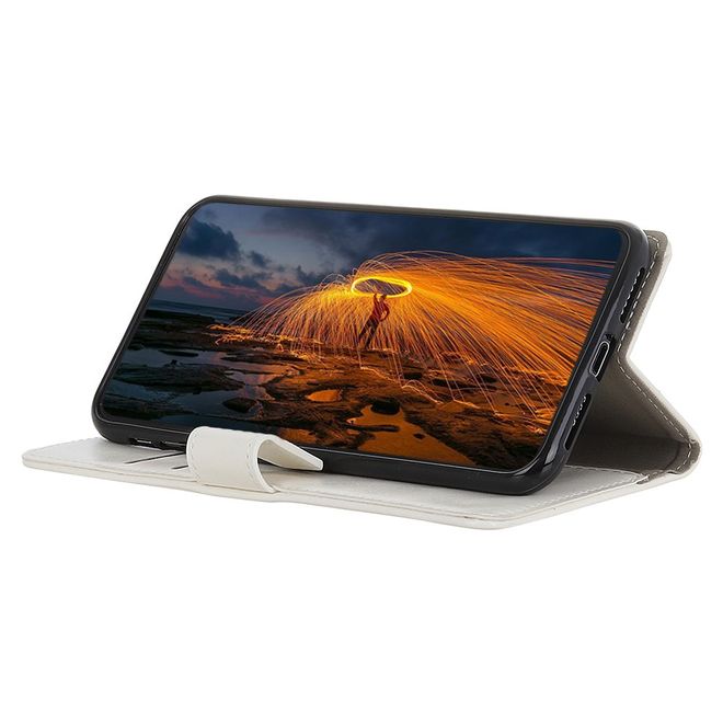 Étui pour LG G8X ThinQ - Collection Crazy Horse Leather Bookcover - Blanc