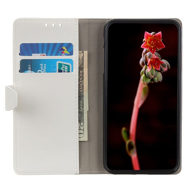 Étui pour LG G8X ThinQ - Collection Crazy Horse Leather Bookcover - Blanc