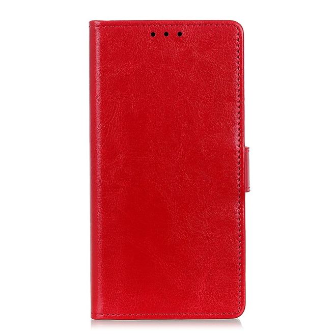 LG G8X ThinQ Handyhülle - Crazy Horse Leder Bookcover Series - rot