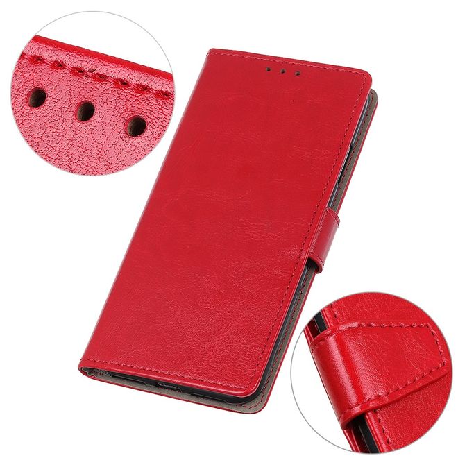 LG G8X ThinQ Handyhülle - Crazy Horse Leder Bookcover Series - rot
