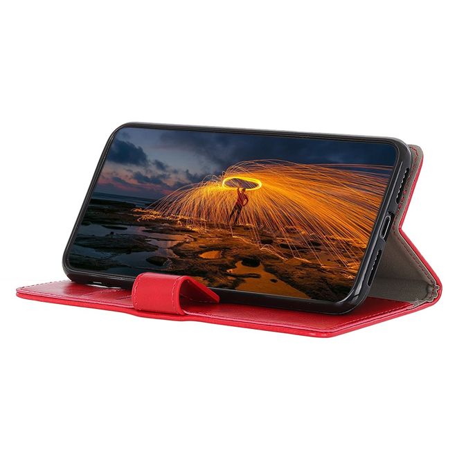 LG G8X ThinQ Handyhülle - Crazy Horse Leder Bookcover Series - rot
