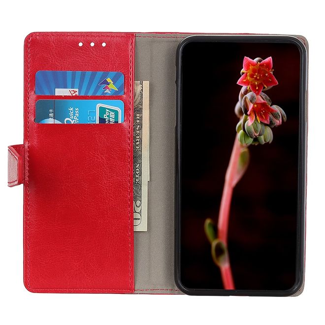LG G8X ThinQ Handyhülle - Crazy Horse Leder Bookcover Series - rot
