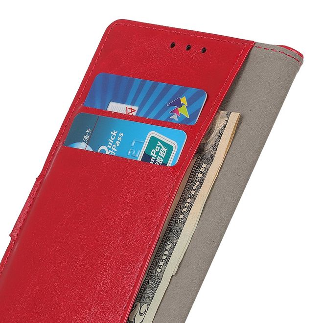 LG G8X ThinQ Handyhülle - Crazy Horse Leder Bookcover Series - rot