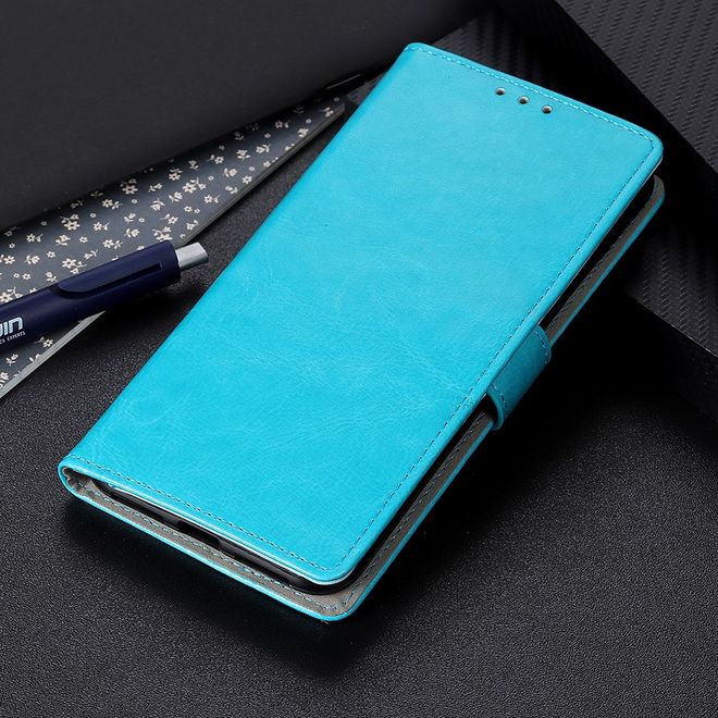 LG G8X ThinQ Phone Case - Crazy Horse Leather Bookcover Series - Blue