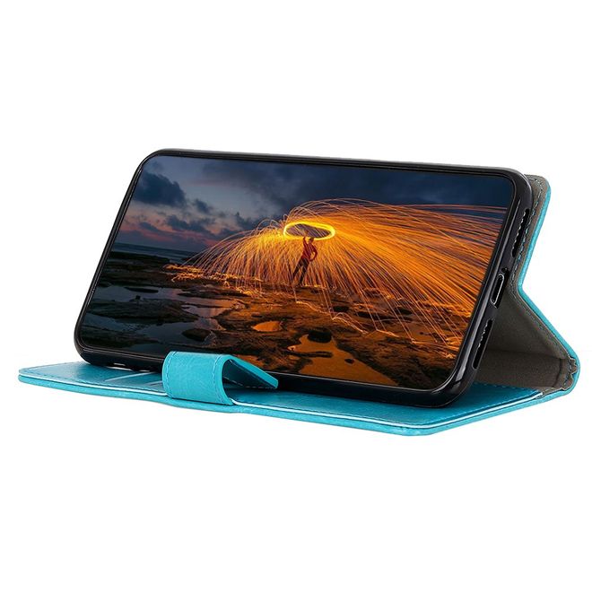 LG G8X ThinQ Phone Case - Crazy Horse Leather Bookcover Series - Blue