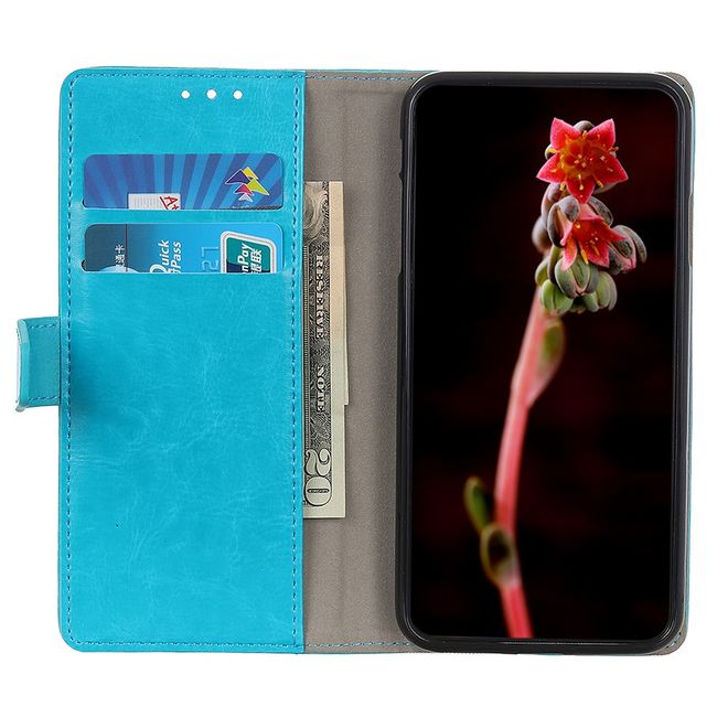 LG G8X ThinQ Phone Case - Crazy Horse Leather Bookcover Series - Blue