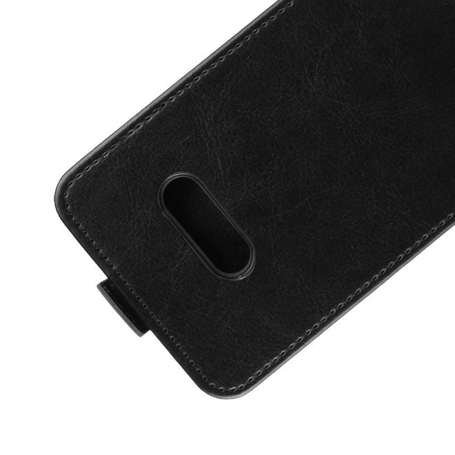 LG G8X ThinQ Handyhülle - Crazy Horse Leder Flipcase - vertikal - schwarz