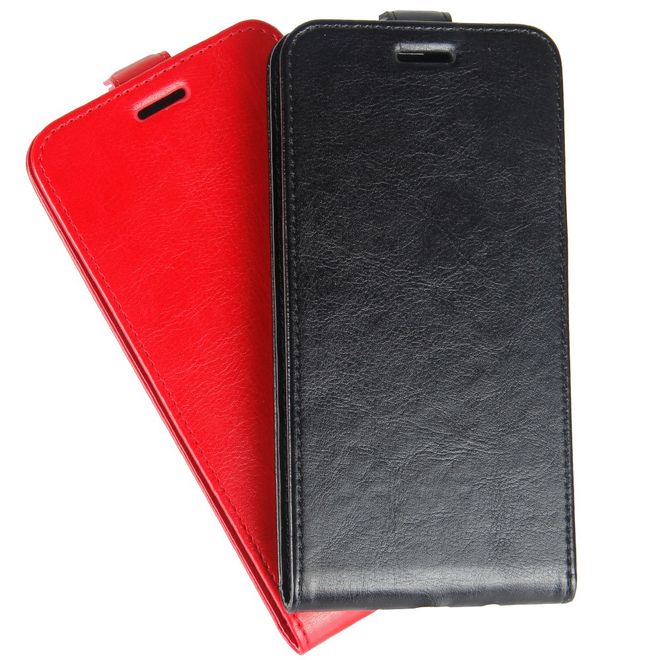 LG G8X ThinQ Handyhülle - Crazy Horse Leder Flipcase - vertikal - schwarz