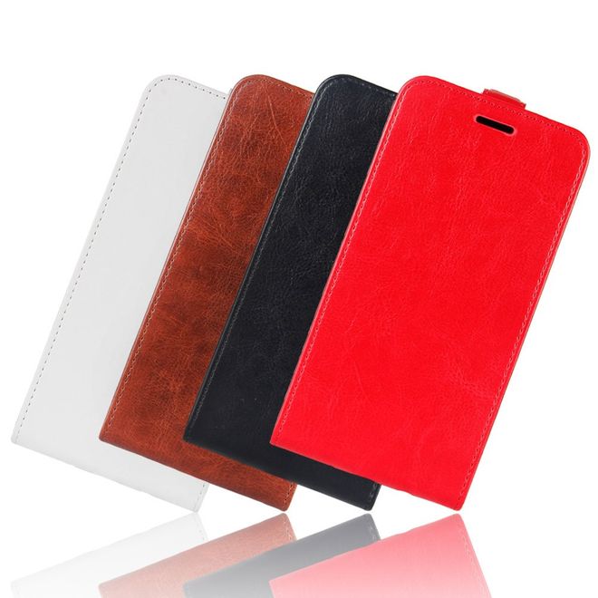 LG G8X ThinQ Handyhülle - Crazy Horse Leder Flipcase - vertikal - schwarz