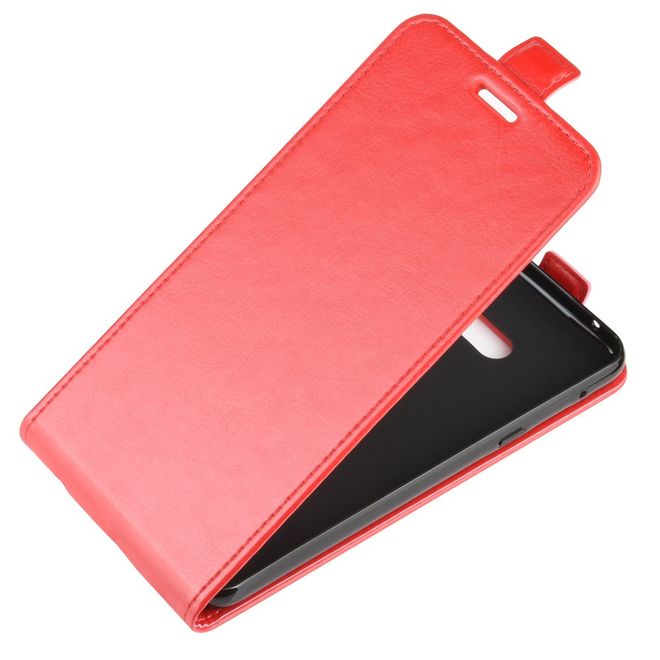 LG G8X ThinQ Handyhülle - Crazy Horse Leder Flipcase - vertikal - rot