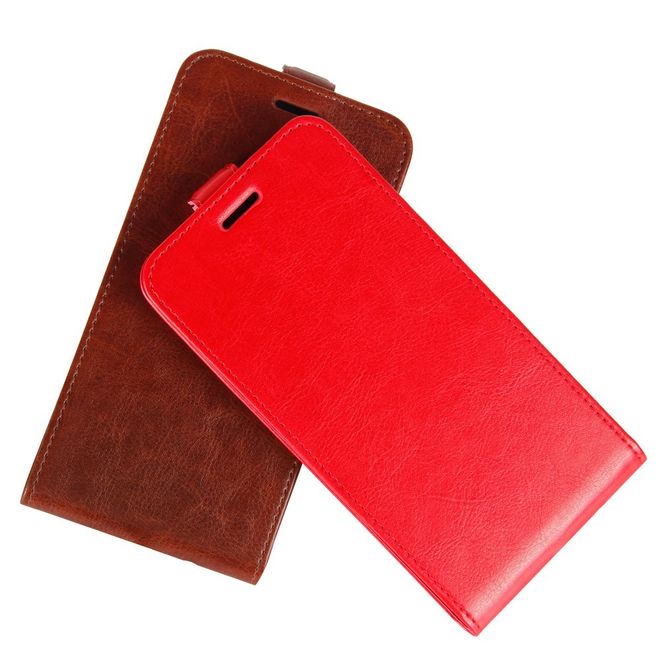LG G8X ThinQ Handyhülle - Crazy Horse Leder Flipcase - vertikal - rot