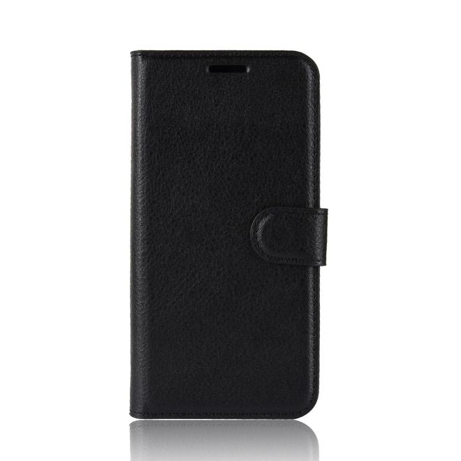 LG G8X ThinQ Phone Case - Litchi Leather Bookcover Series - Black