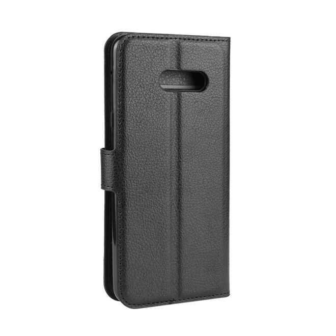 LG G8X ThinQ Phone Case - Litchi Leather Bookcover Series - Black