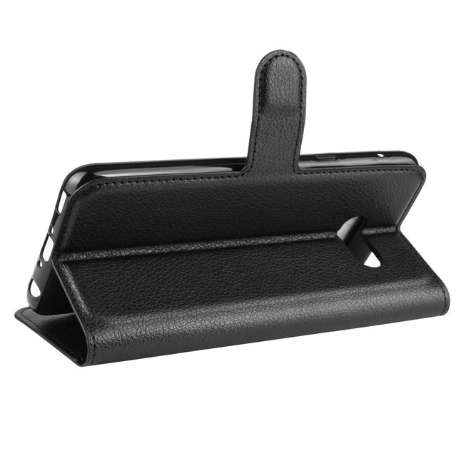 LG G8X ThinQ Phone Case - Litchi Leather Bookcover Series - Black