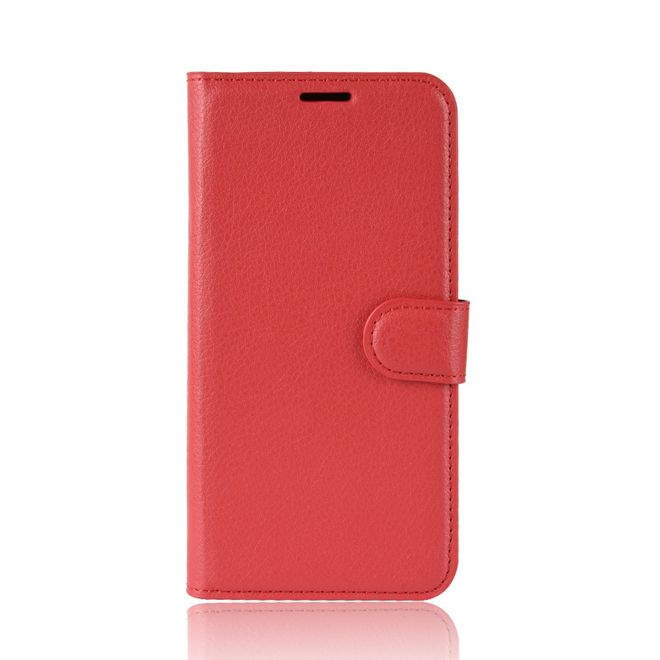 LG G8X ThinQ Phone Case - Litchi Leather Bookcover Series - red