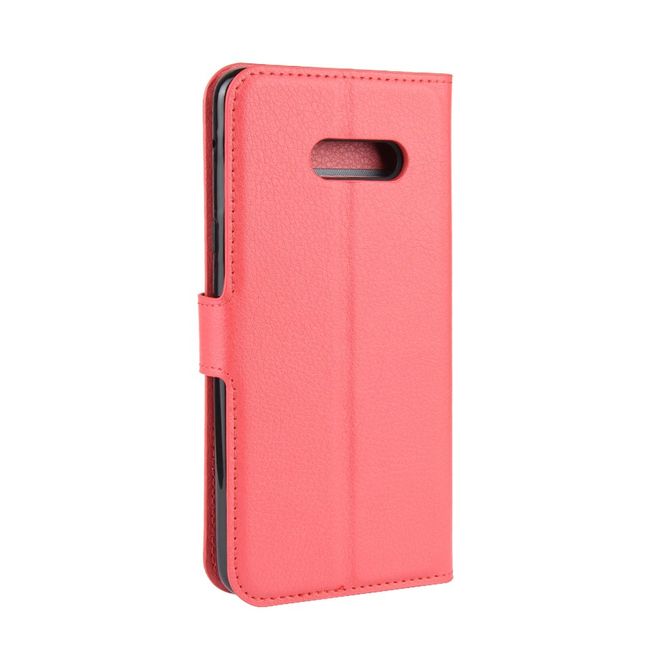 LG G8X ThinQ Phone Case - Litchi Leather Bookcover Series - red