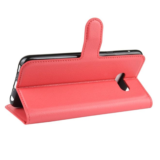 LG G8X ThinQ Phone Case - Litchi Leather Bookcover Series - red