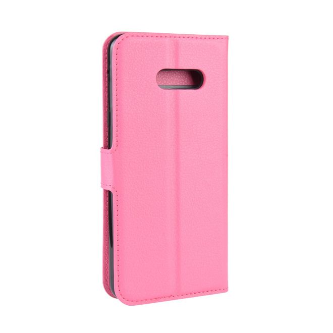 LG G8X ThinQ Handy Hülle - Litchi Leder Bookcover Series - rosa