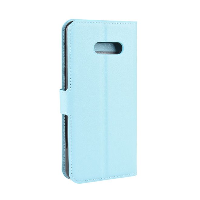 LG G8X ThinQ Handy Hülle - Litchi Leder Bookcover Series - blau