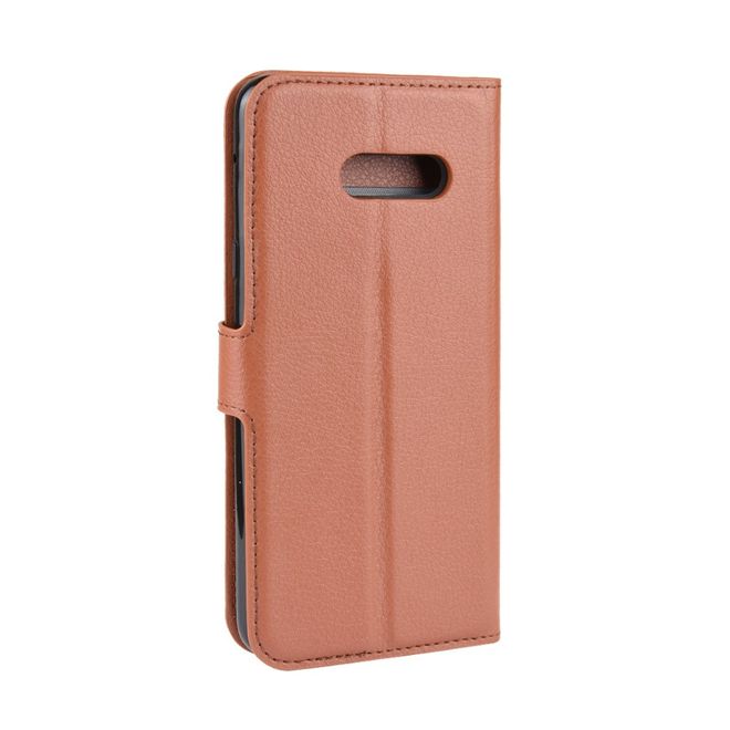 LG G8X ThinQ Handy Hülle - Litchi Leder Bookcover Series - braun